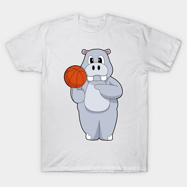 Hippo Basketball player Basketball T-Shirt by Markus Schnabel